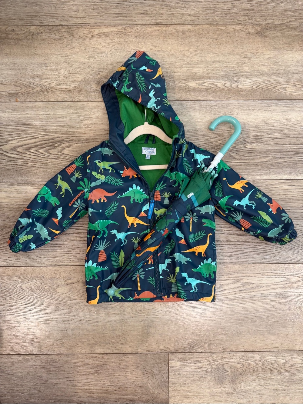 Toddler Dino Print Hooded Rain Jacket & Umbrella | 3T ☔️🦖🦕